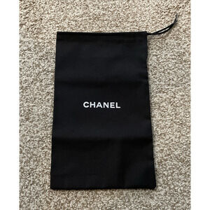 Authentic CHANEL Dust Bag Black Logo Shoe Storage Handbag Travel